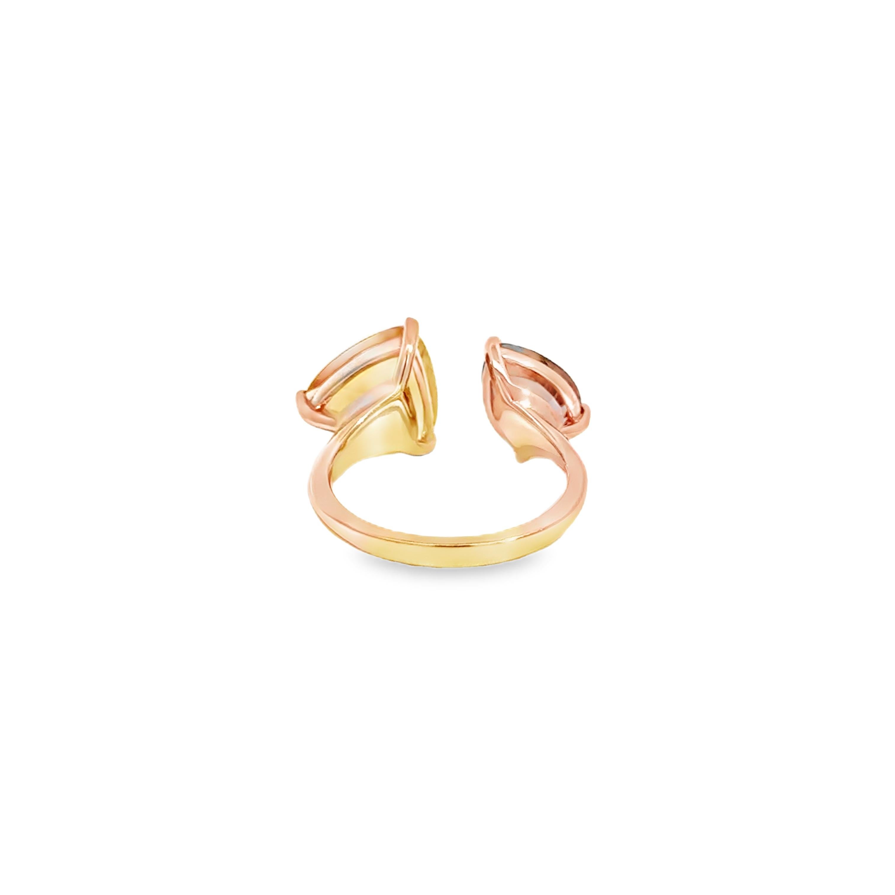 14k Rose Gold Birne & Trillion Schliff Saphir Aussage Ring Damen im Angebot