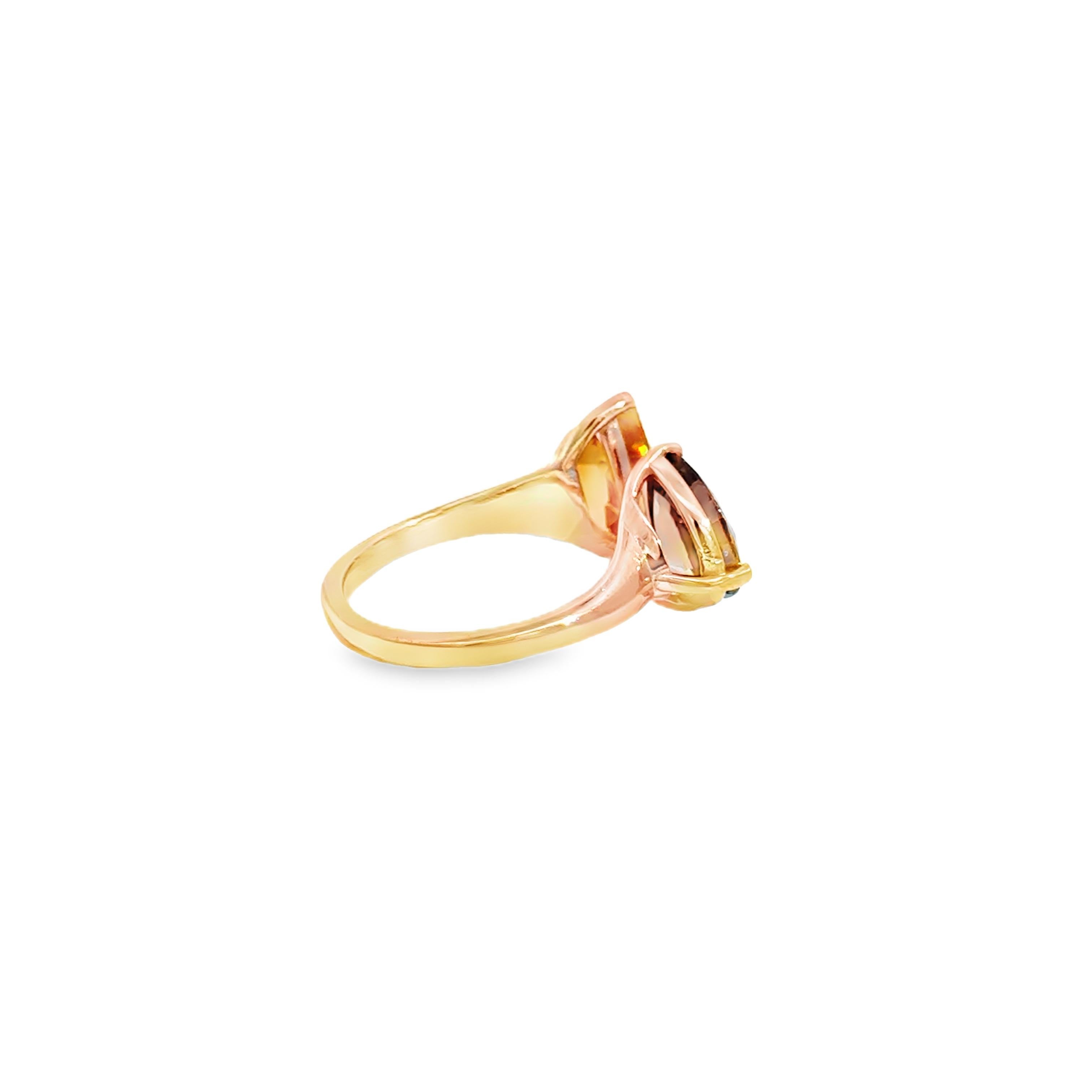 14k Rose Gold Birne & Trillion Schliff Saphir Aussage Ring im Angebot 1