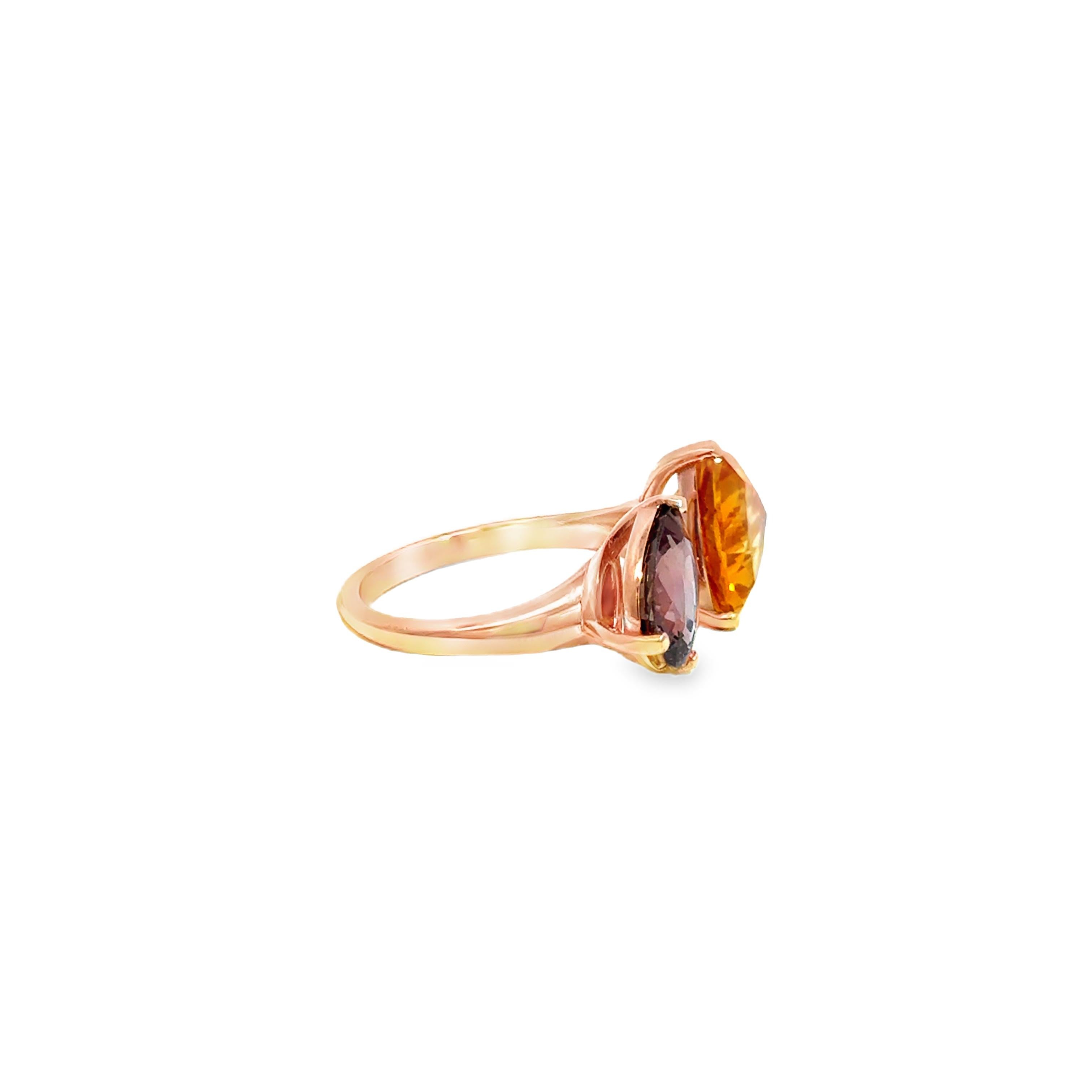 14k Rose Gold Birne & Trillion Schliff Saphir Aussage Ring im Angebot 2
