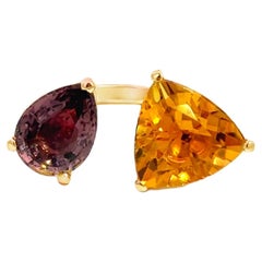 14k Rose Gold Pear & Trillion Cut Sapphire Statement Ring