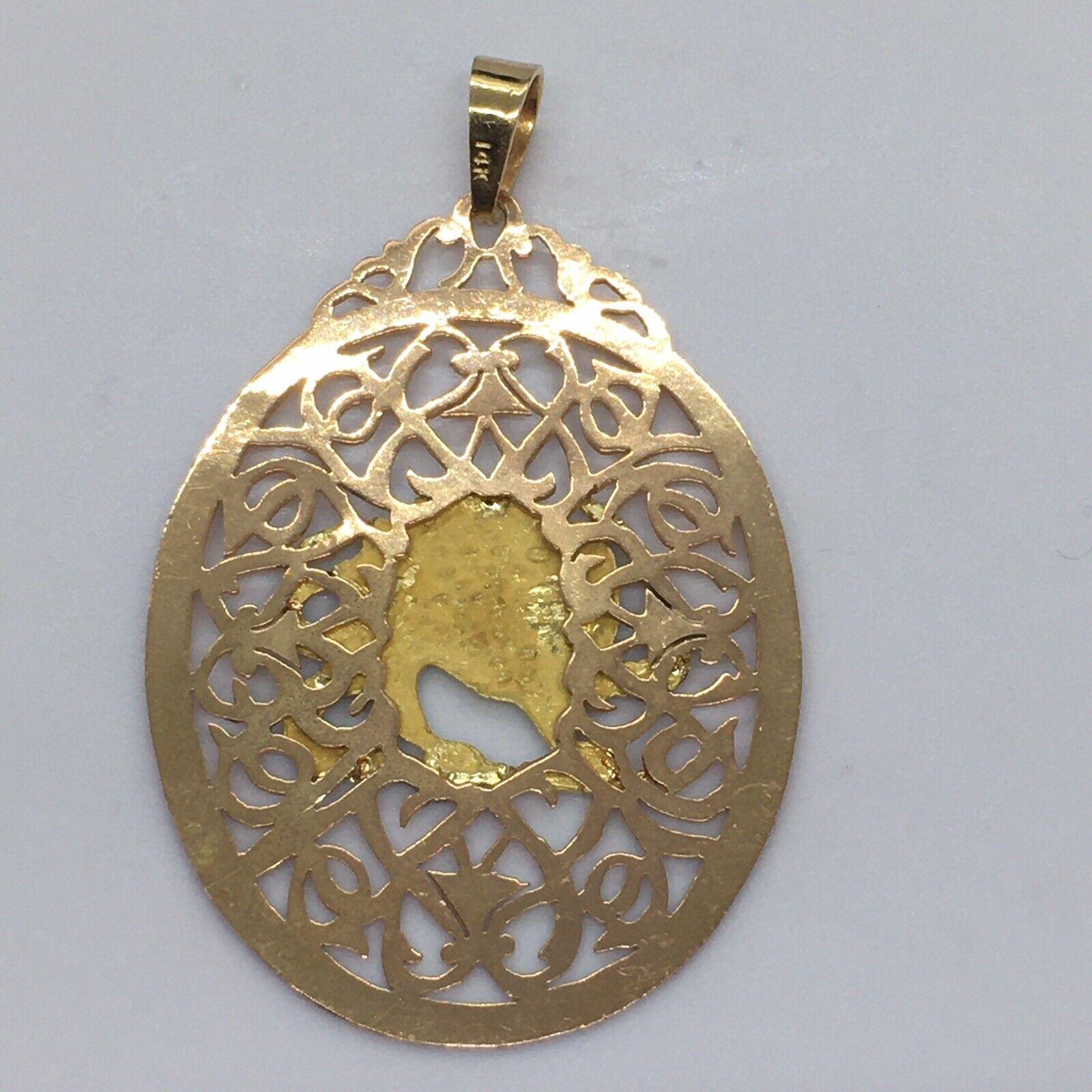 14k Rose Gold Persian Iranian Lion Filigree Necklace Pendant Charm 10.9 Gram USA In Good Condition For Sale In Santa Monica, CA