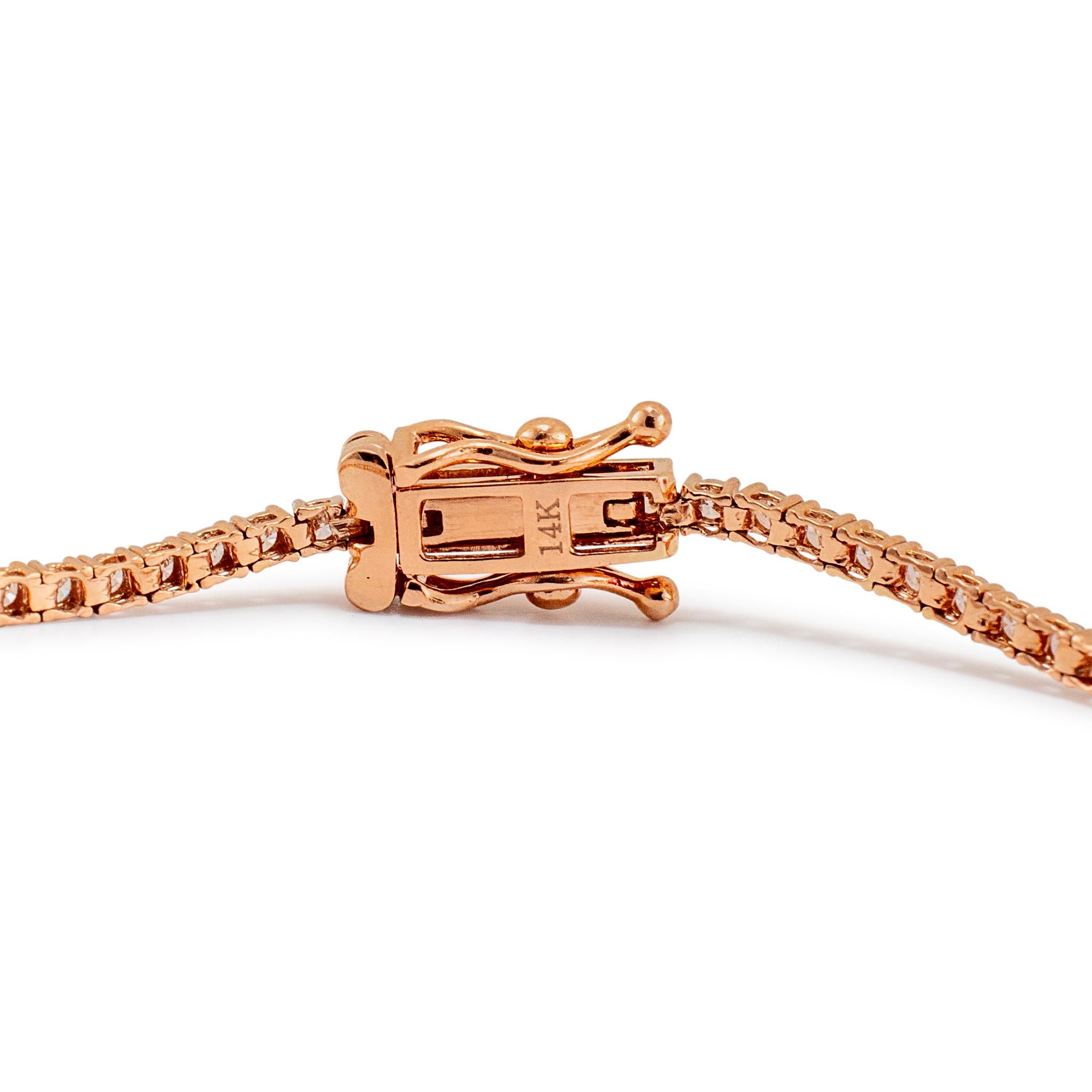 Petite or rose 14 carats 1,13 carat Bracelet tennis en diamants Pour femmes en vente