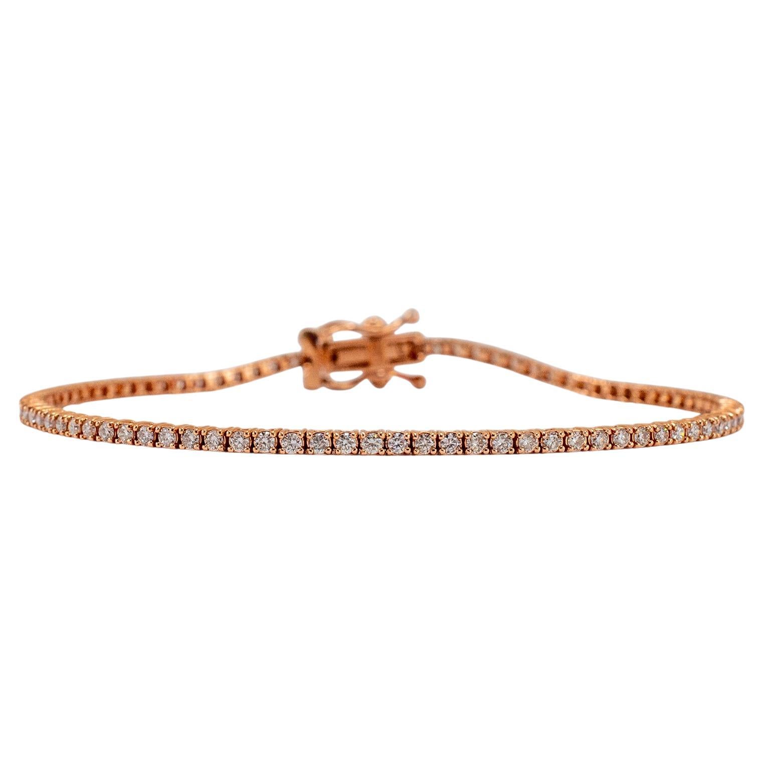 Petite or rose 14 carats 1,13 carat Bracelet tennis en diamants