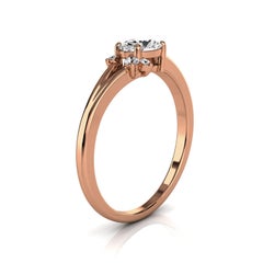 14 Karat Rose Gold Petite Earthy Organic Design Diamond Ring Center, 1/2 Carat