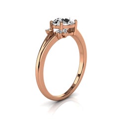 14 Karat Rose Gold Petite Earthy Organic Design Diamond Ring Center, 3/4 Carat