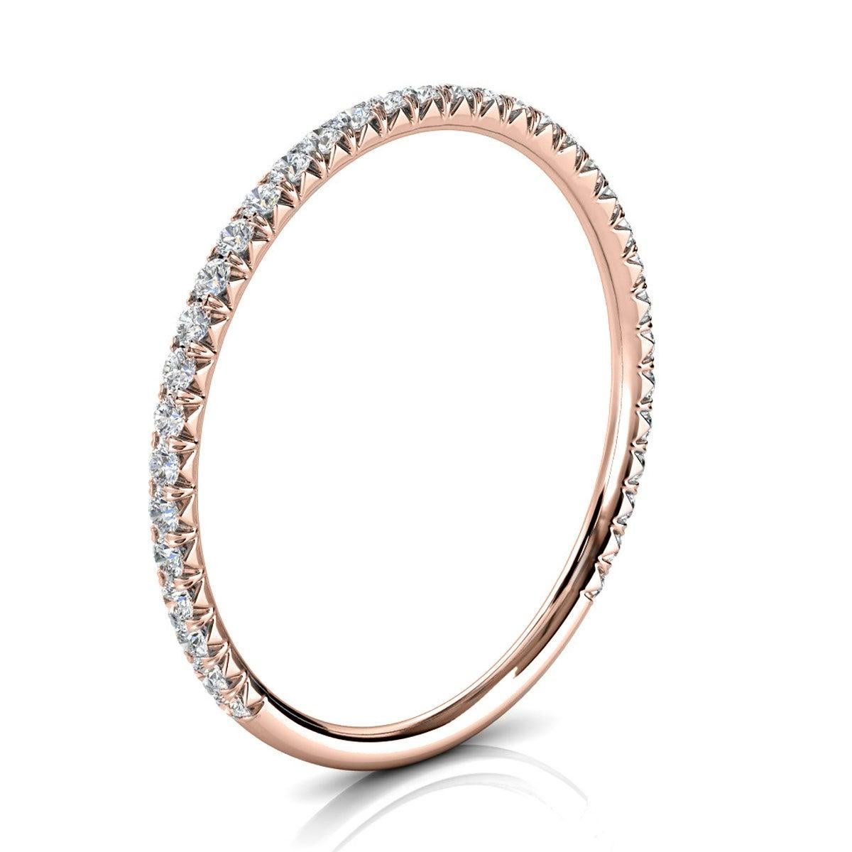 For Sale:  14k Rose Gold Petite GIA French Pave Diamond Ring '1/5 Ct. Tw' 2