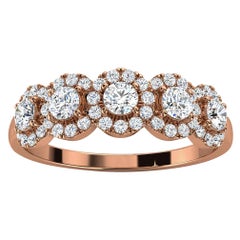 Petite bague Jenna Halo en or rose 14 carats avec diamants de 1/2 carat « Tw »