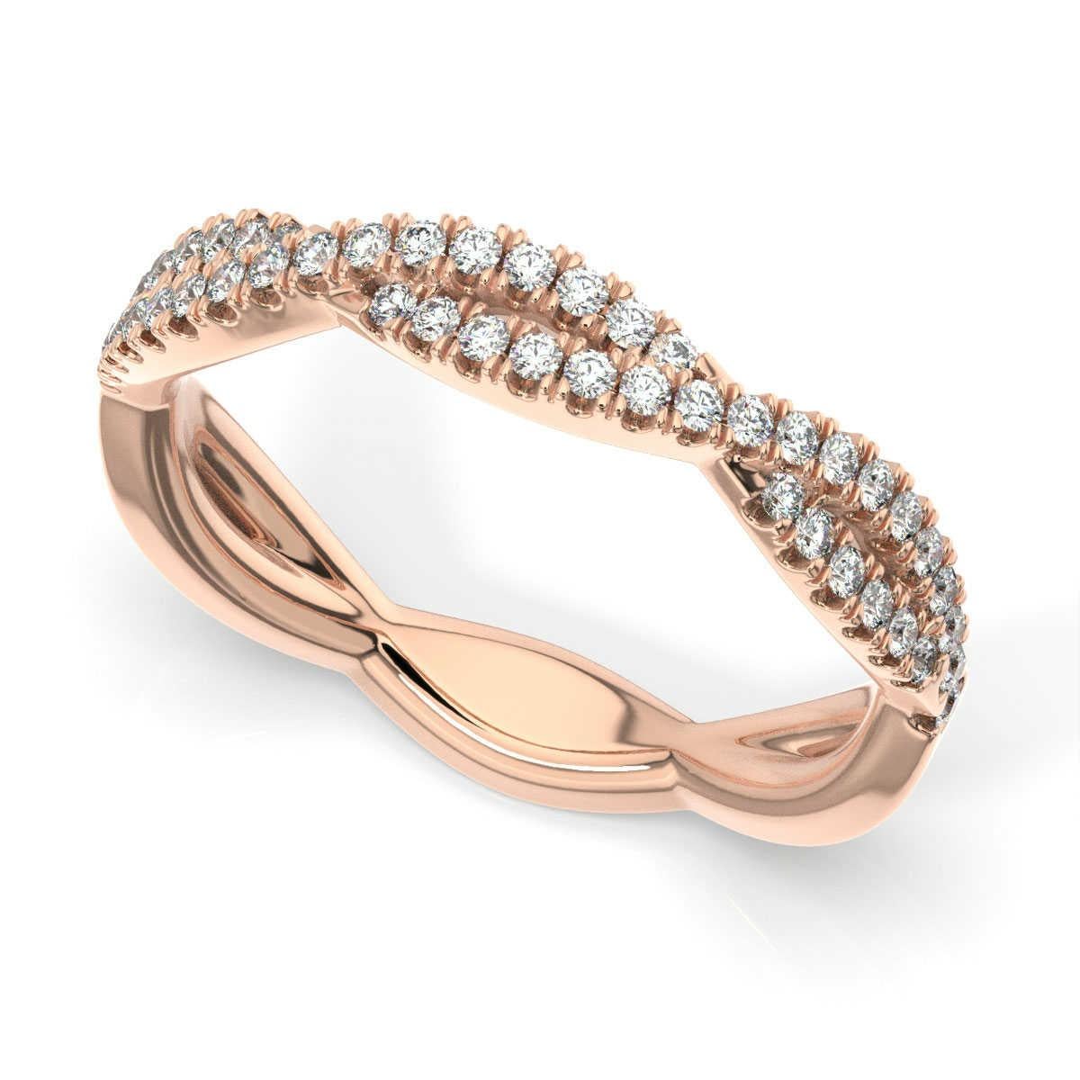 Round Cut 14 Karat Rose Gold Petite Verona Infinity Diamond Ring '1/4 Carat' For Sale