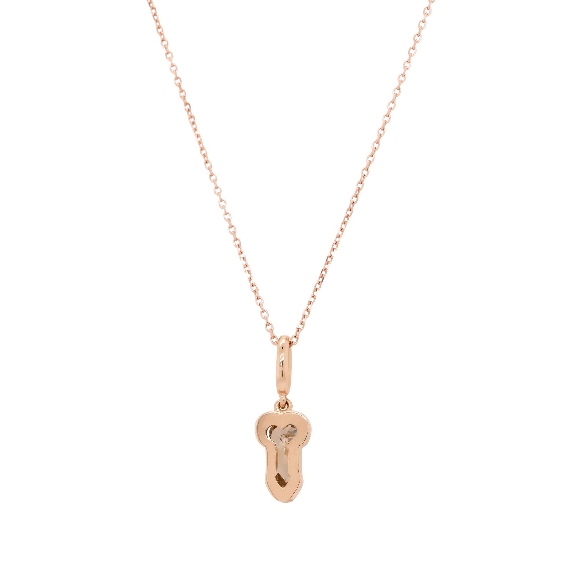 14k Rose Gold Phallic Diamond Pendant Necklace For Sale 5
