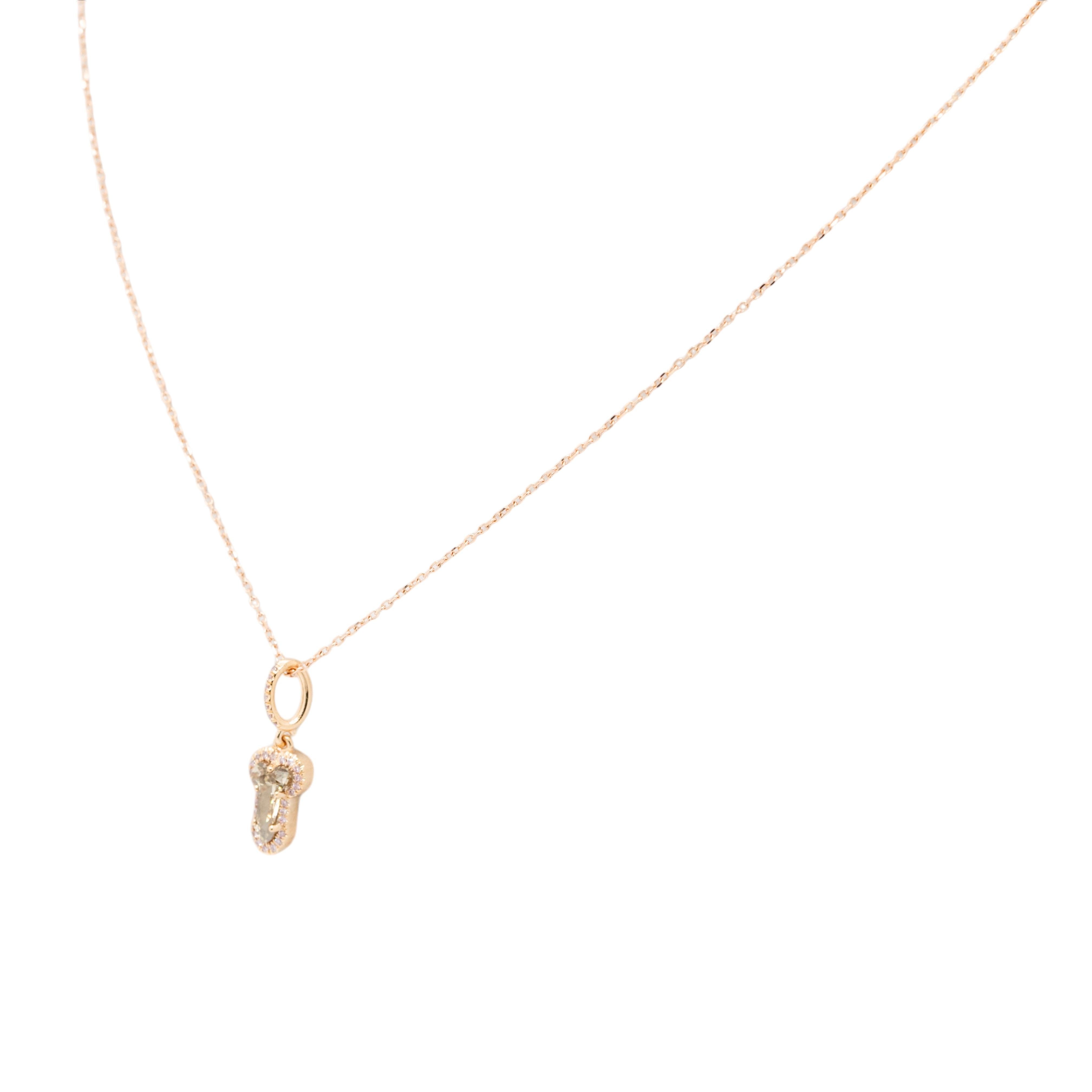14k Rose Gold Phallic Diamond Pendant Necklace In New Condition For Sale In Boca Raton, FL