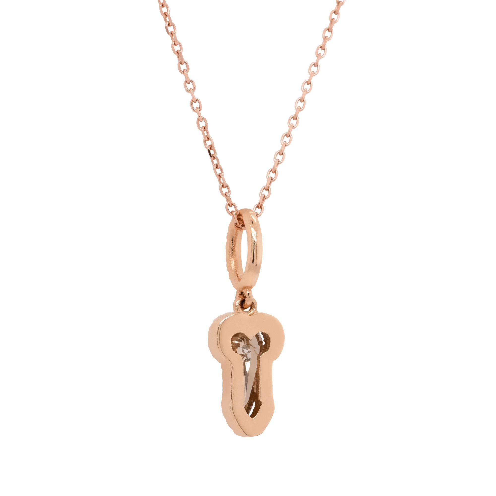 Women's or Men's 14k Rose Gold Phallic Diamond Pendant Necklace For Sale