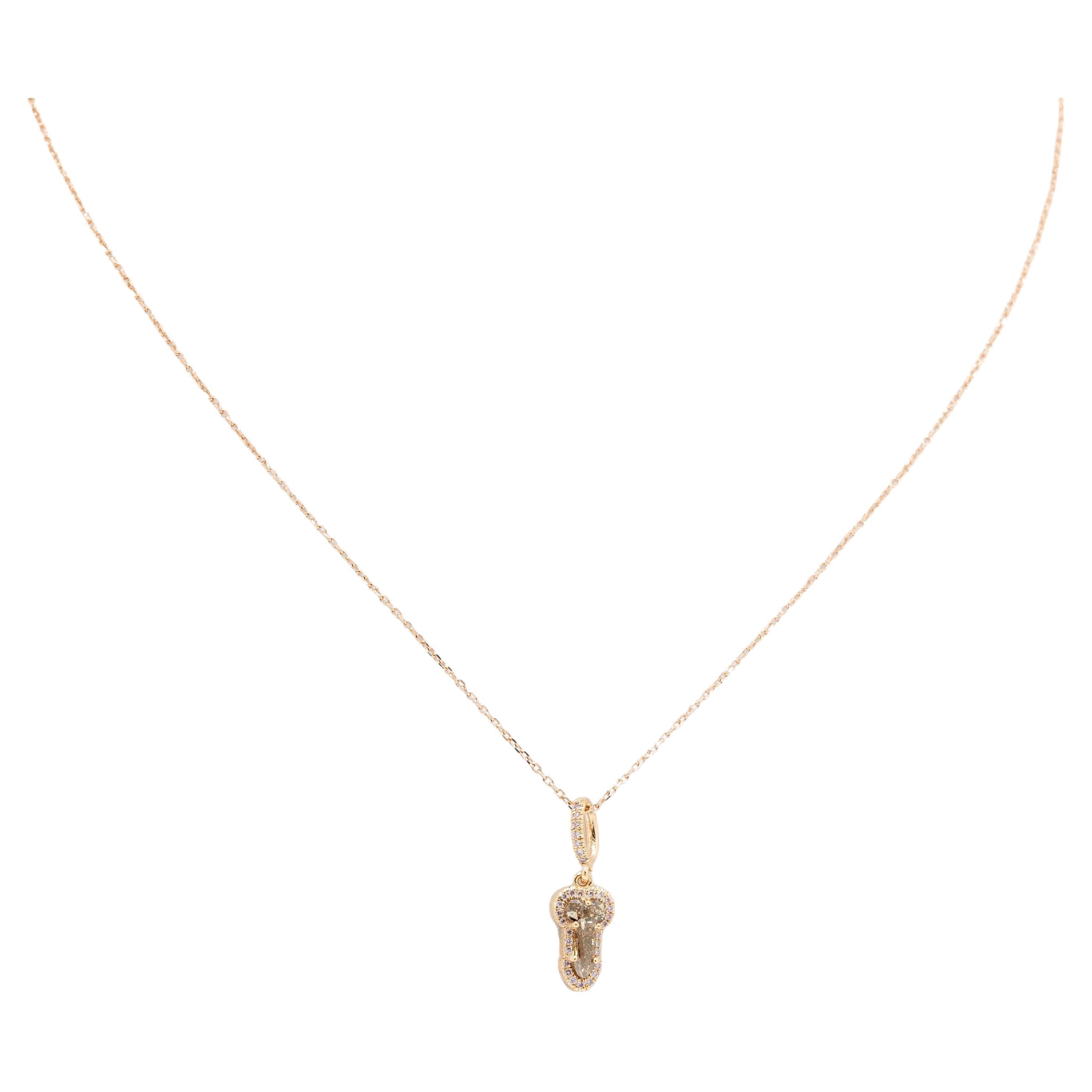 14k Rose Gold Phallic Diamond Pendant Necklace For Sale
