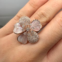14K Rose Gold Rosa Perlmutt & Diamant Ring - 1.41CT G/VS2