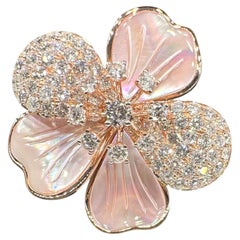 14K Rose Gold Rosa Perlmutt & Diamant Ring - 1.41CT G/VS2