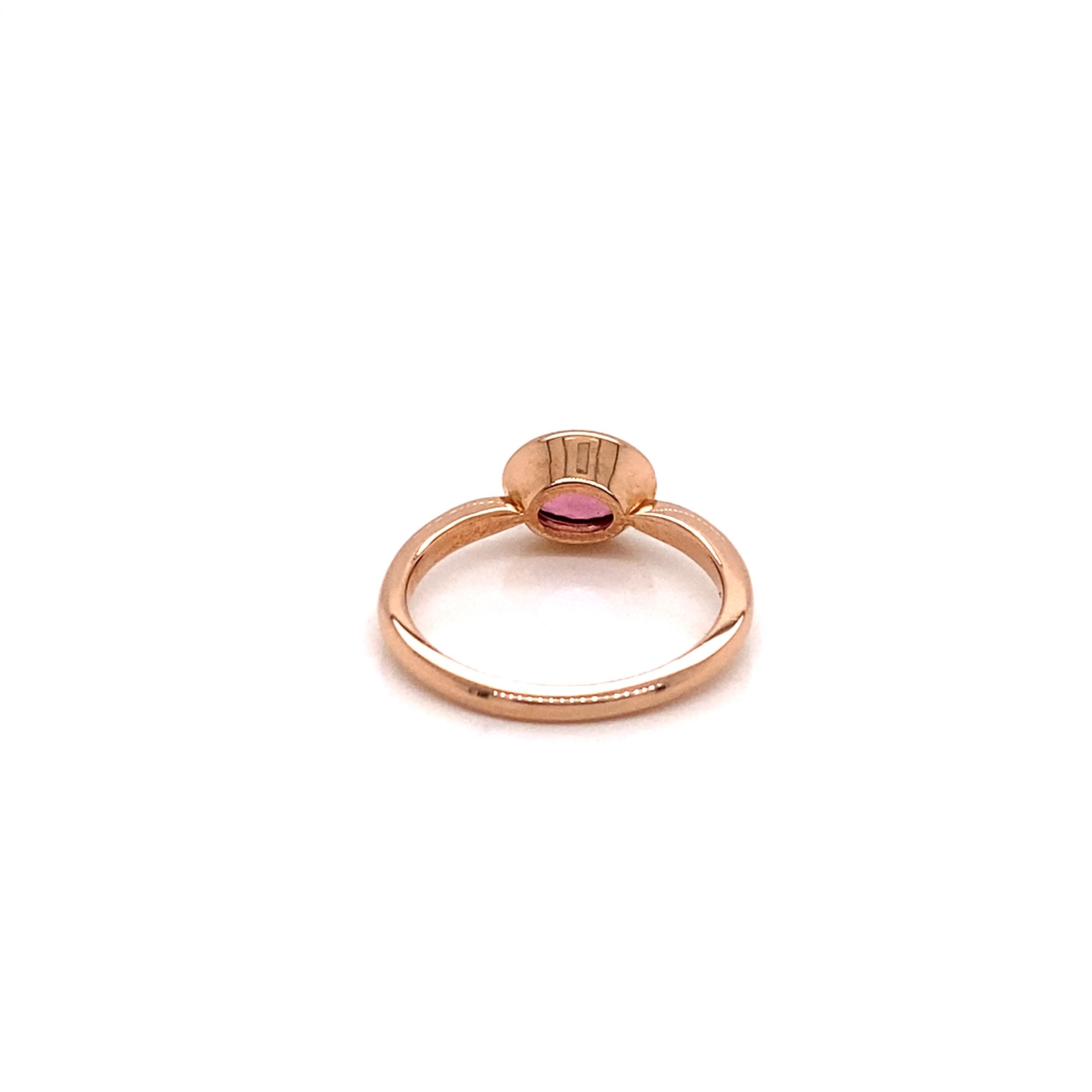 Ovaler Ost-West- Horizontaler Ring aus Roségold mit Turmalin in Rosa (Ovalschliff) im Angebot