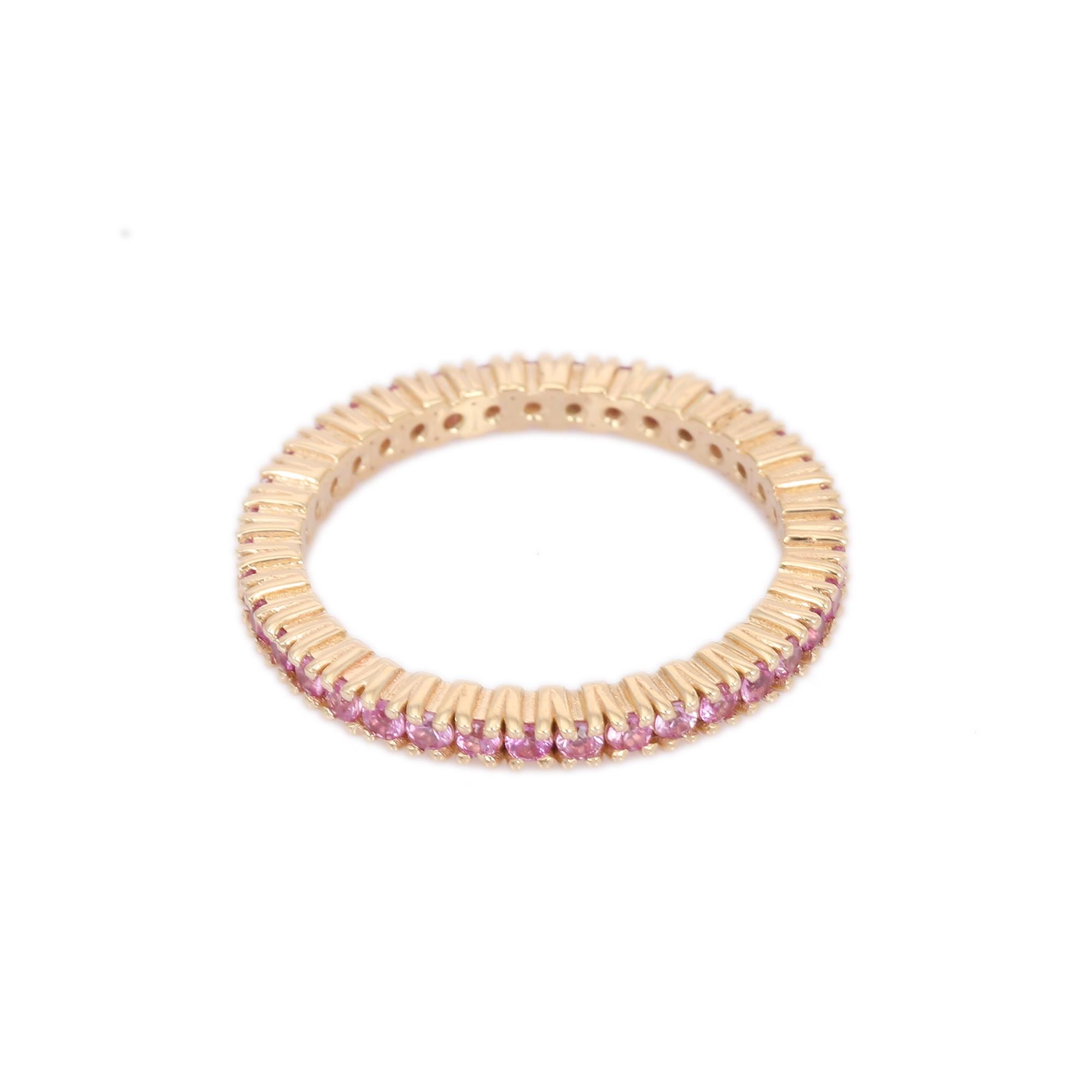 For Sale:  14K Rose Gold Pink Sapphire Full Eternity Band 3