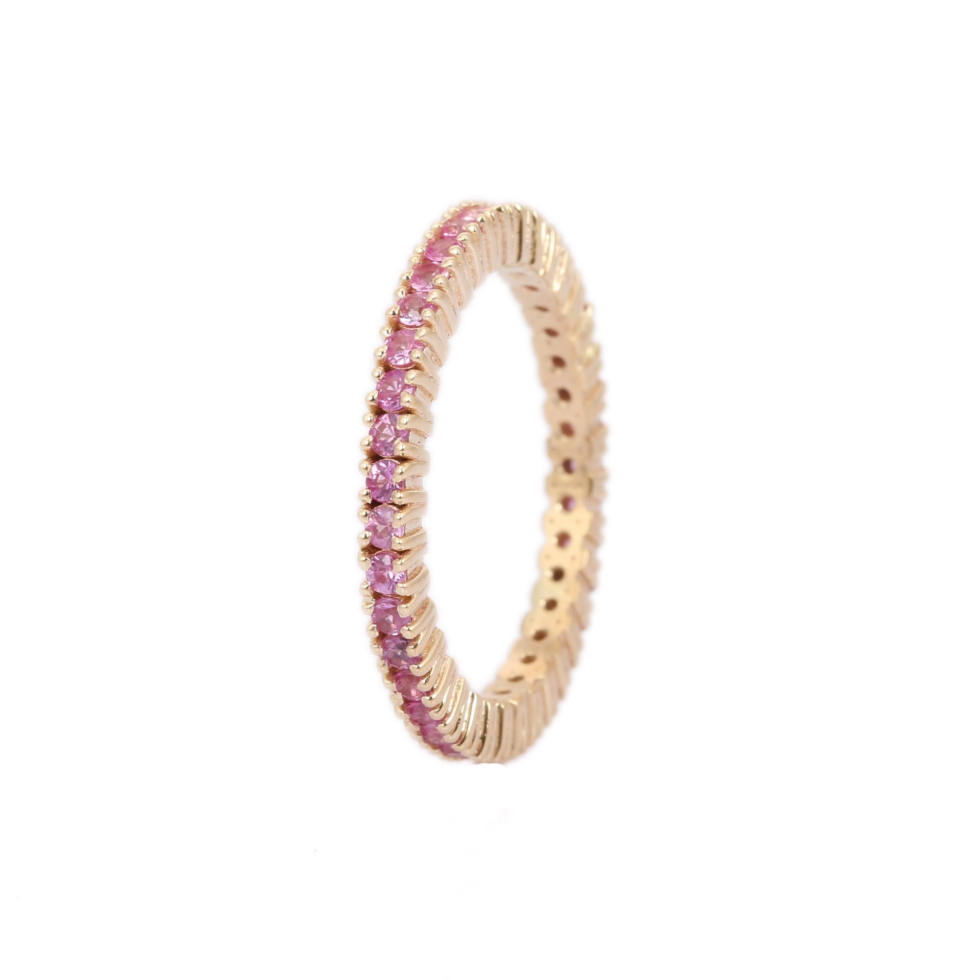 For Sale:  14K Rose Gold Pink Sapphire Full Eternity Band 5