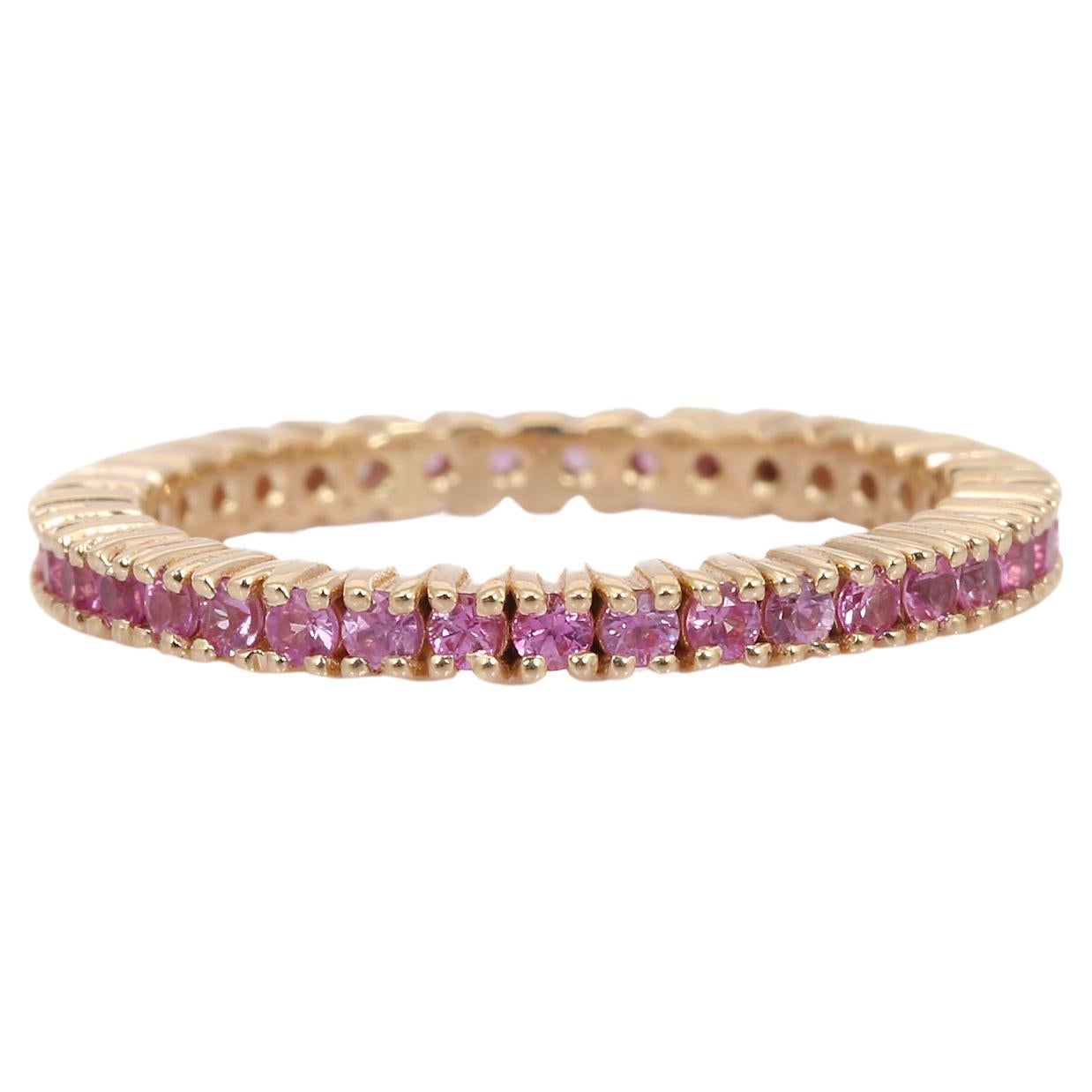For Sale:  14K Rose Gold Pink Sapphire Full Eternity Band