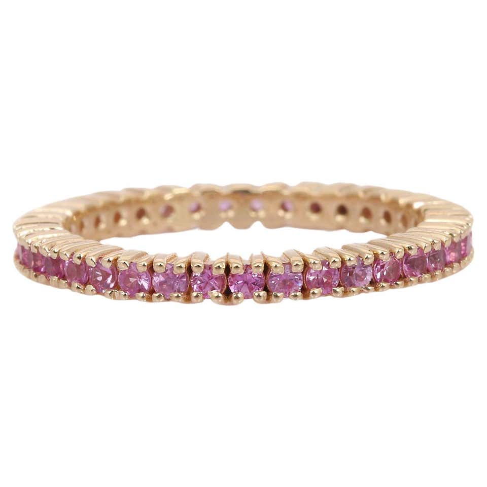 Pink Sapphire Octagon East West Eternity Band 14k Gold For Sale at 1stDibs