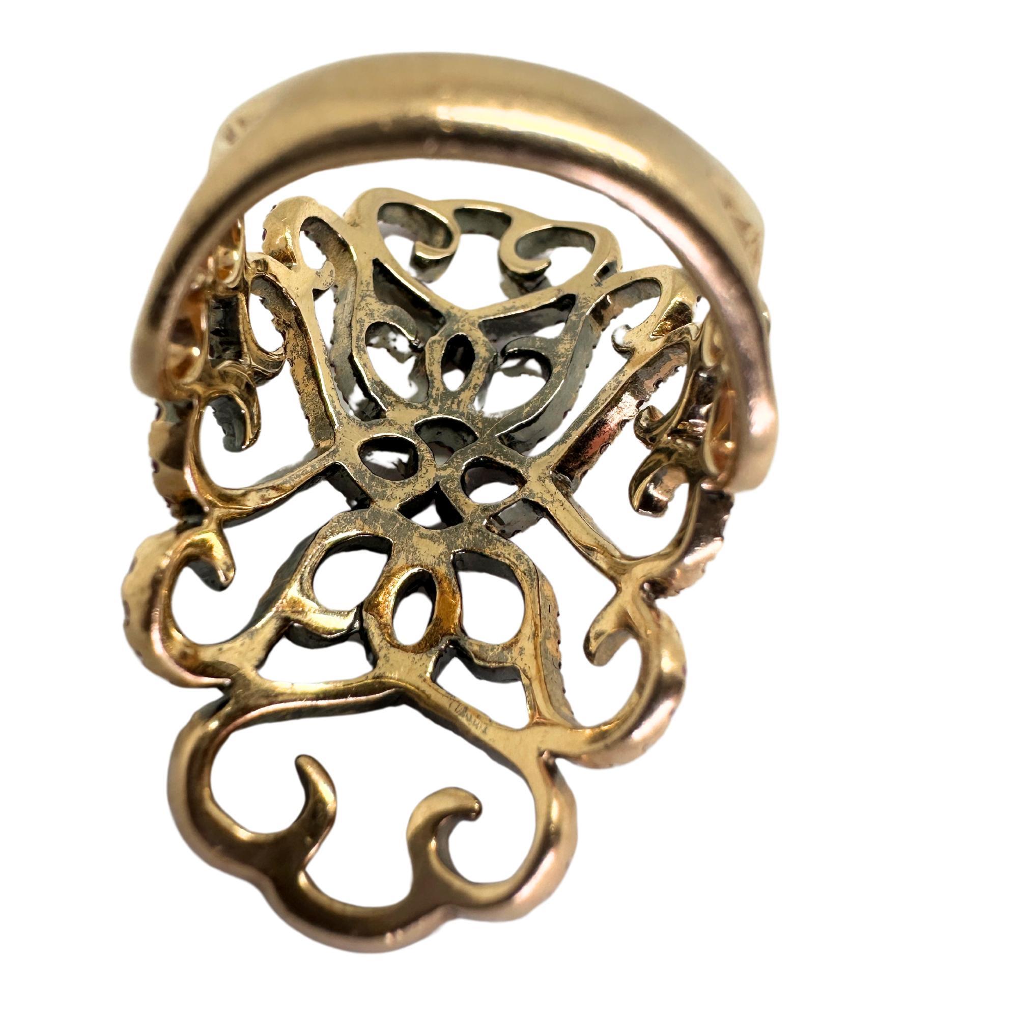 Ring aus 14 Karat Roségold mit rosa Saphiren (Moderne)