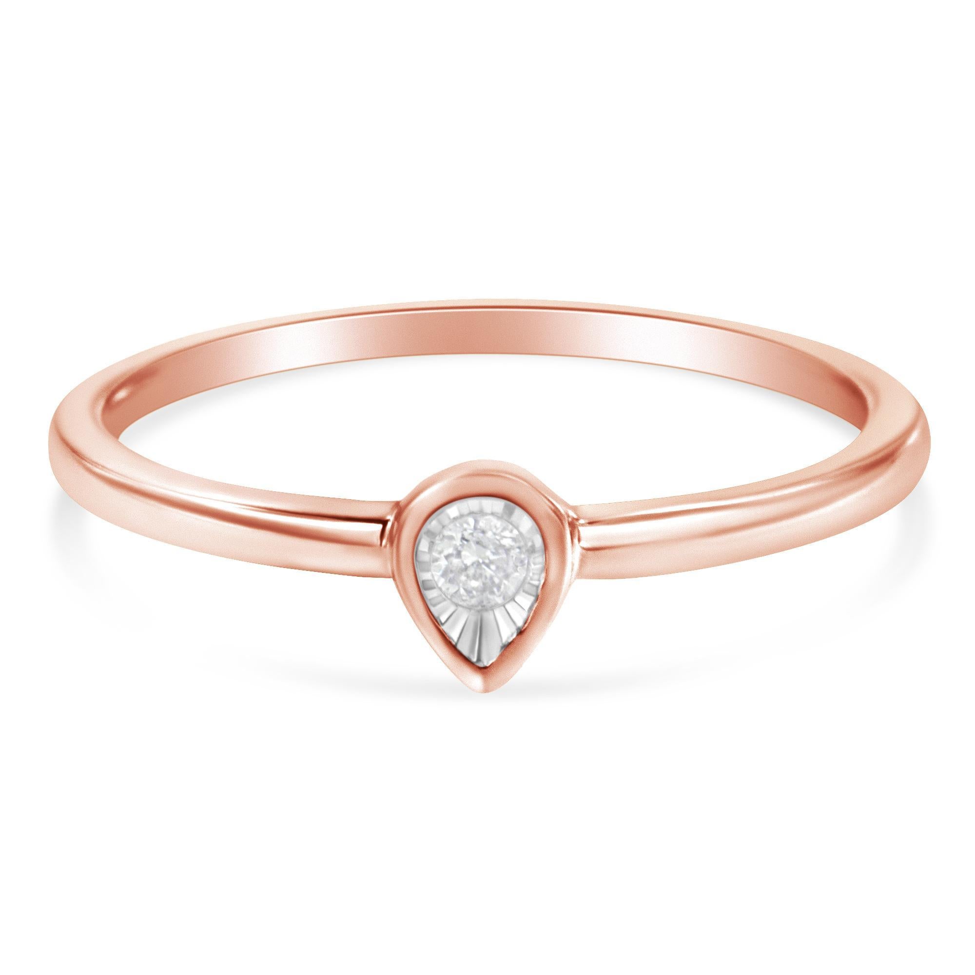 14K Rose Gold plattiert .925 Sterling Silber 1/20 Karat Diamant Mode Ring (Moderne) im Angebot