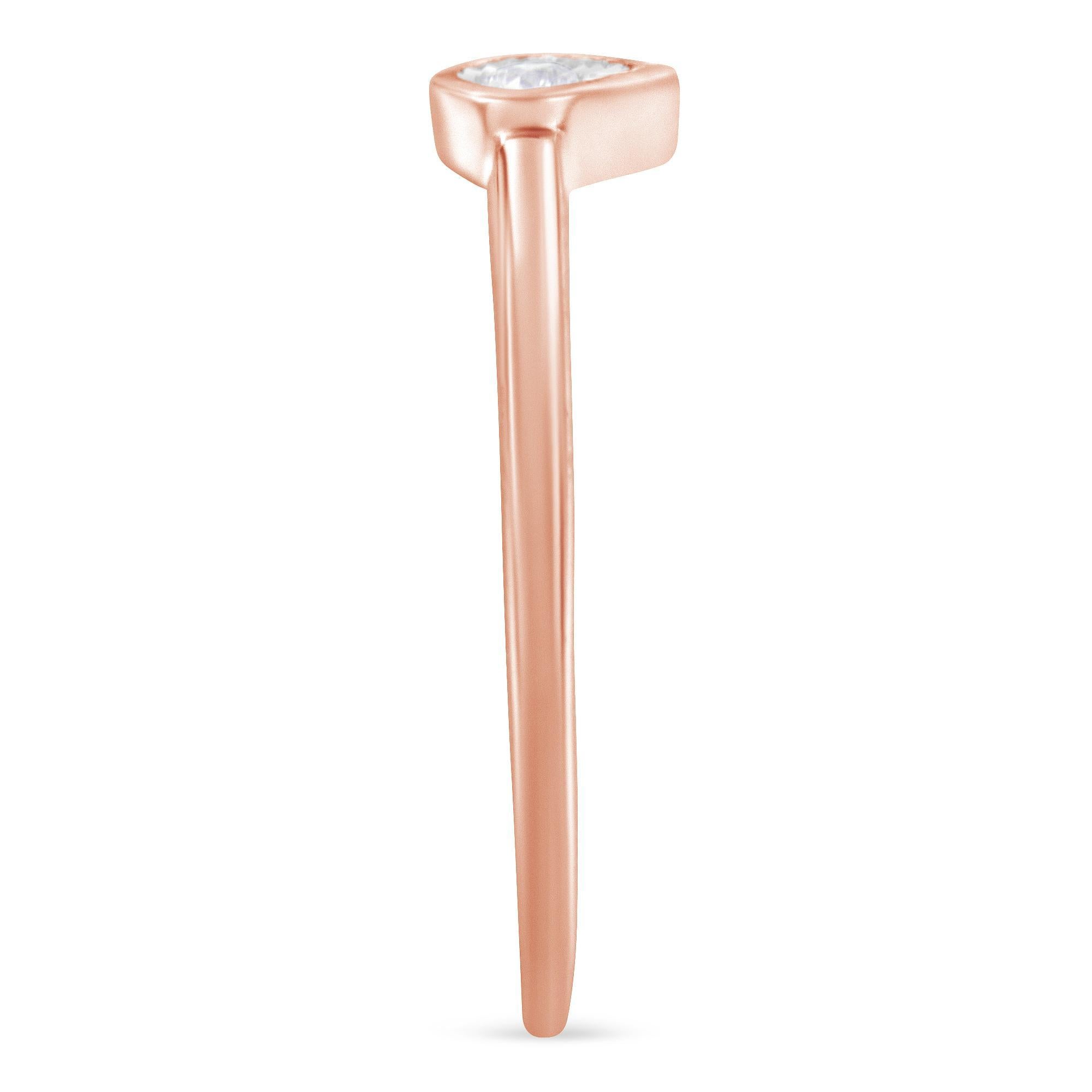 14K Rose Gold plattiert .925 Sterling Silber 1/20 Karat Diamant Mode Ring (Rundschliff) im Angebot