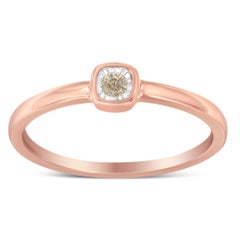 14K Rose Gold Plated .925 Sterling Silver 1/20 Carat Diamond Promise Ring