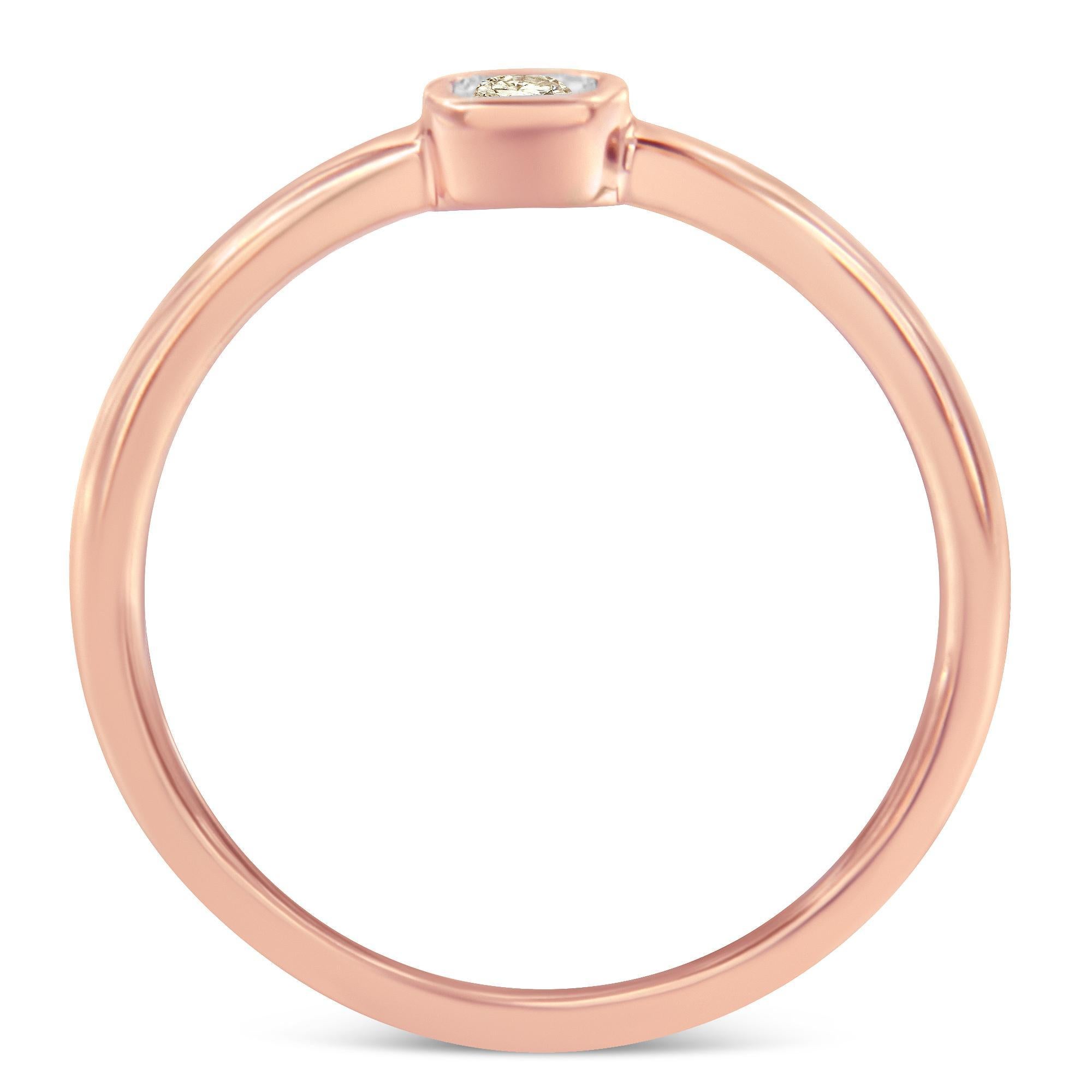 14K Rose Gold plattiert .925 Sterling Silber 1/20 Karat Diamant Versprechen Ring (Moderne) im Angebot