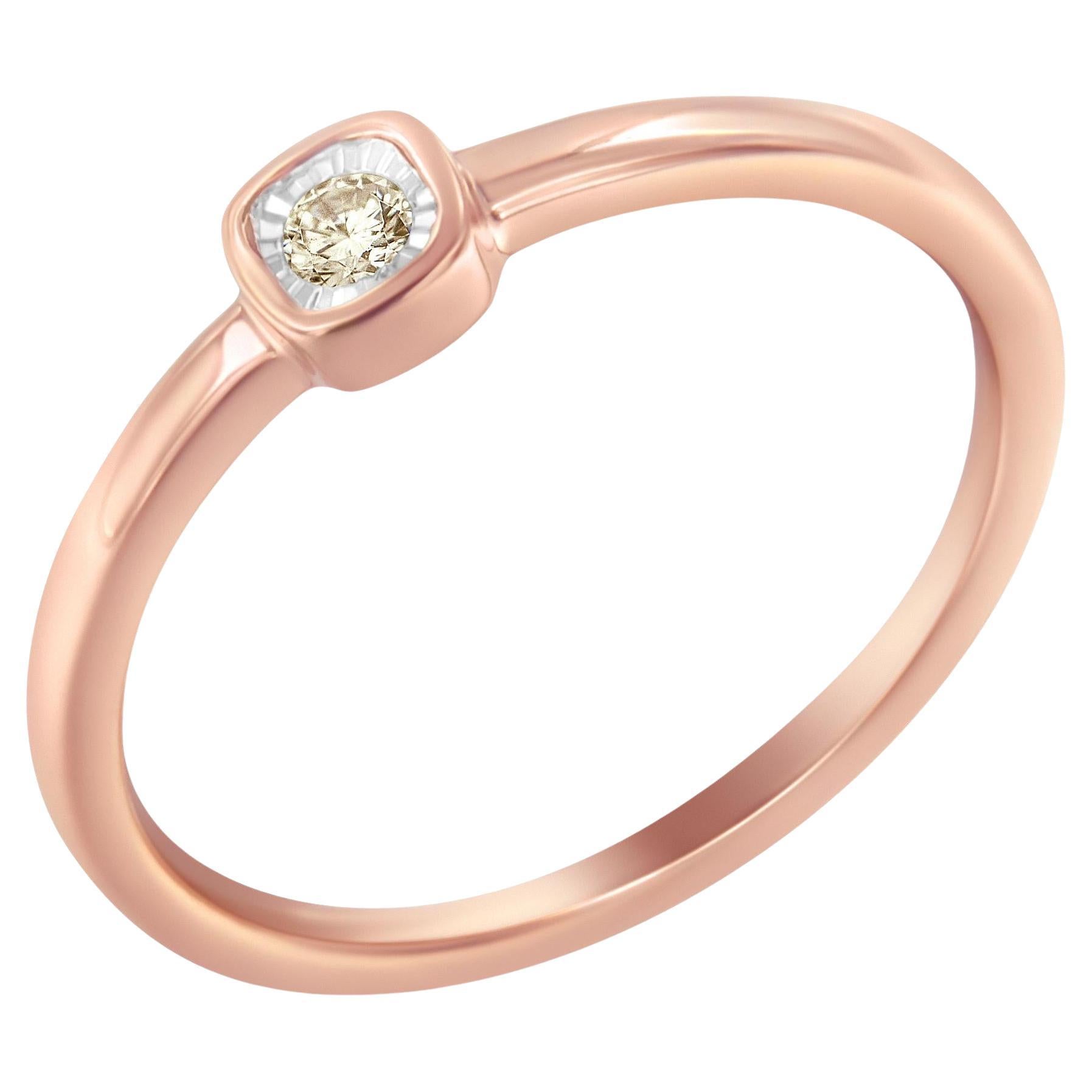 14K Rose Gold Plated .925 Sterling Silver 1/20 Carat Diamond Promise Ring