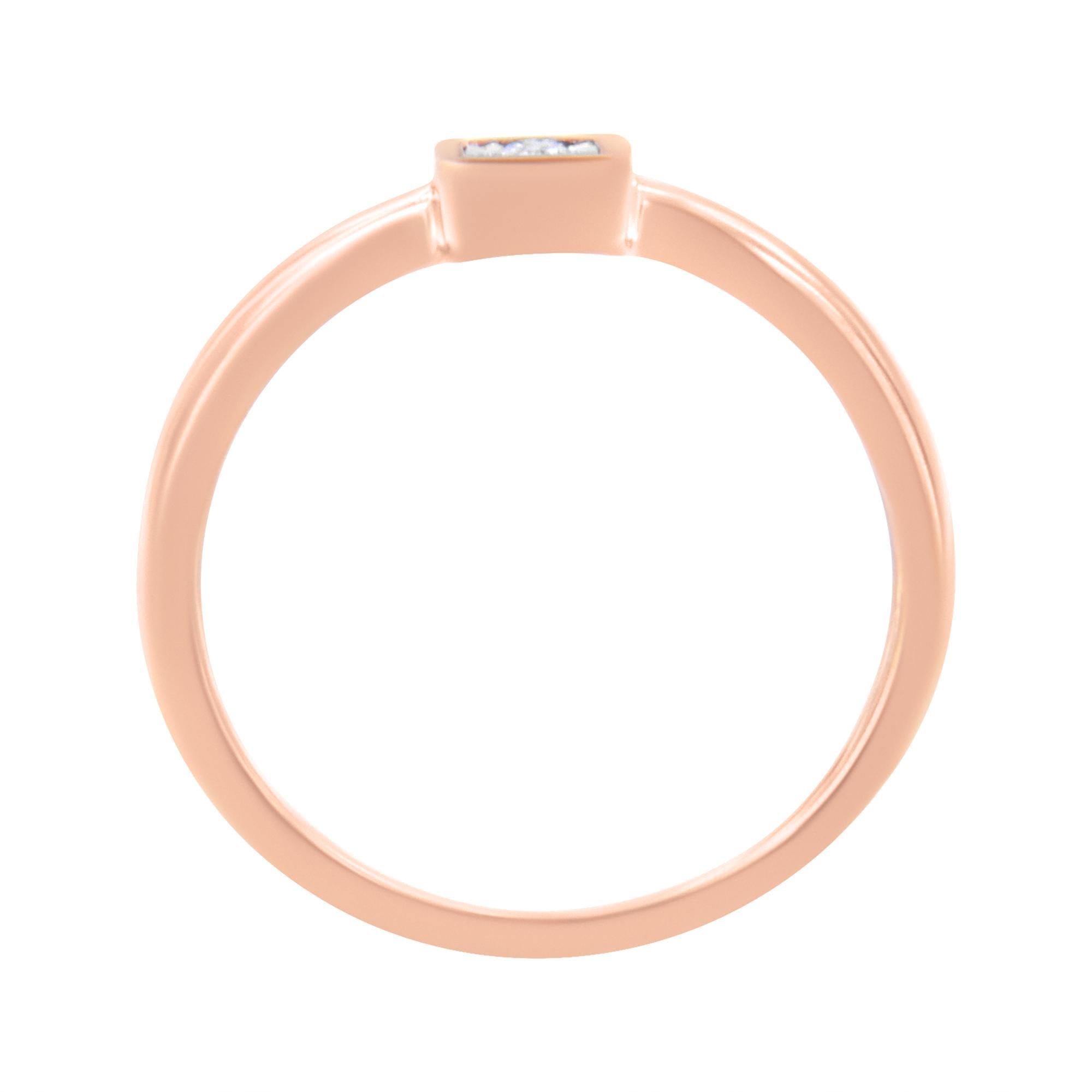 14K Rose Gold plattiert .925 Sterling Silber 1/20 cttw Miracle Set Diamant Ring (Rundschliff) im Angebot