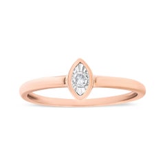 14K Rose Gold Plated .925 Sterling Silver Diamond Accent Pear Shape Promise Ring