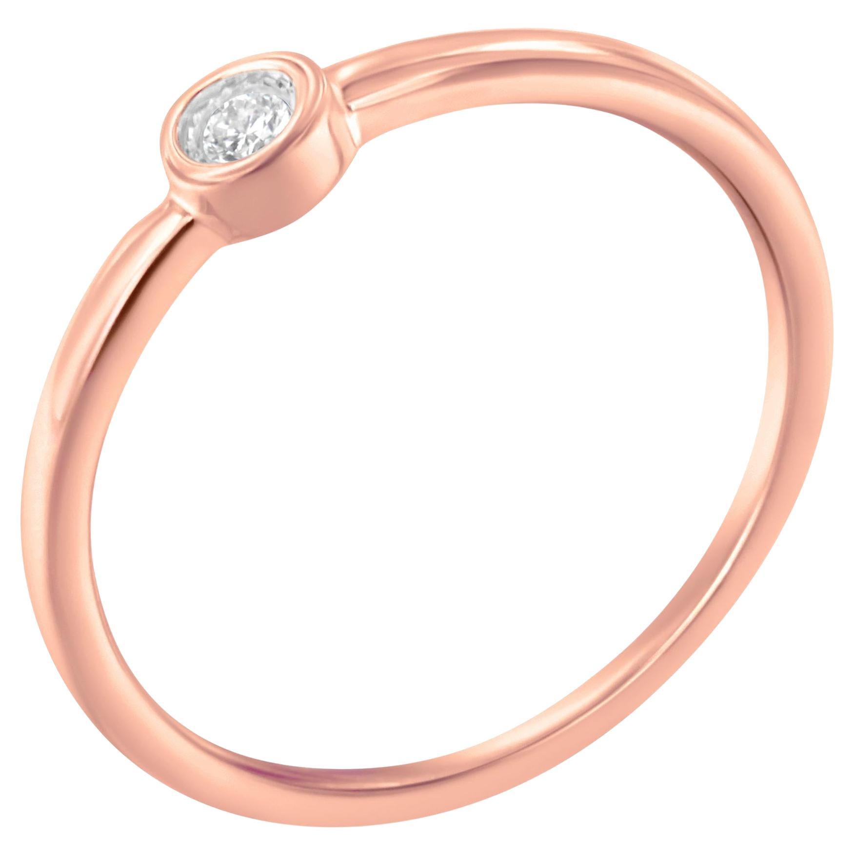 14K Rose Gold Plated .925 Sterling Silver Miracle Set Diamond Ring 1/20 Cttw