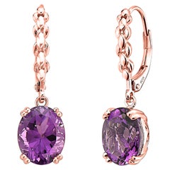 14K Rose Gold Plated .925 Sterling Silver & Oval Cut Purple Amethyst
