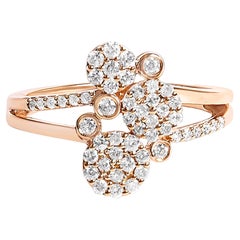 14K Rose Gold Plated Silver 1/2 Cttw Diamond Scatter Composite Bypass Ring