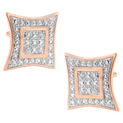 14K Roségold versilbertes Silber 1/20 cttw Diamant 4-Stein Halo-Ohrstecker im Halo-Stil