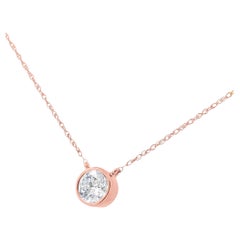 14K Roségold vergoldetes Sterlingsilber 1/10 Karat Diamant-Anhänger Halskette