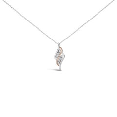 Halskette mit Anhänger aus 14-karätig rosévergoldetem Sterlingsilber mit einem Diamanten im Swirl-Design (1/10 Cttw)