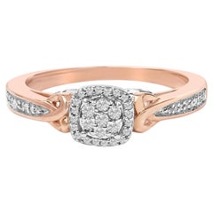 14K Rose Gold Plated Sterling Silver 1/6 Cttw Diamond Knot Cluster Ring