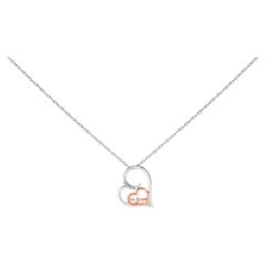 14K Rose Gold Plated Sterling Silver Diamond Accent Mom Heart Pendant Necklace