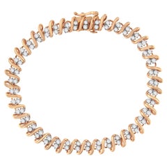 14k Roségold vergoldetes Sterlingsilber 2,00 Karat Diamant S Glieder-Tennisarmband