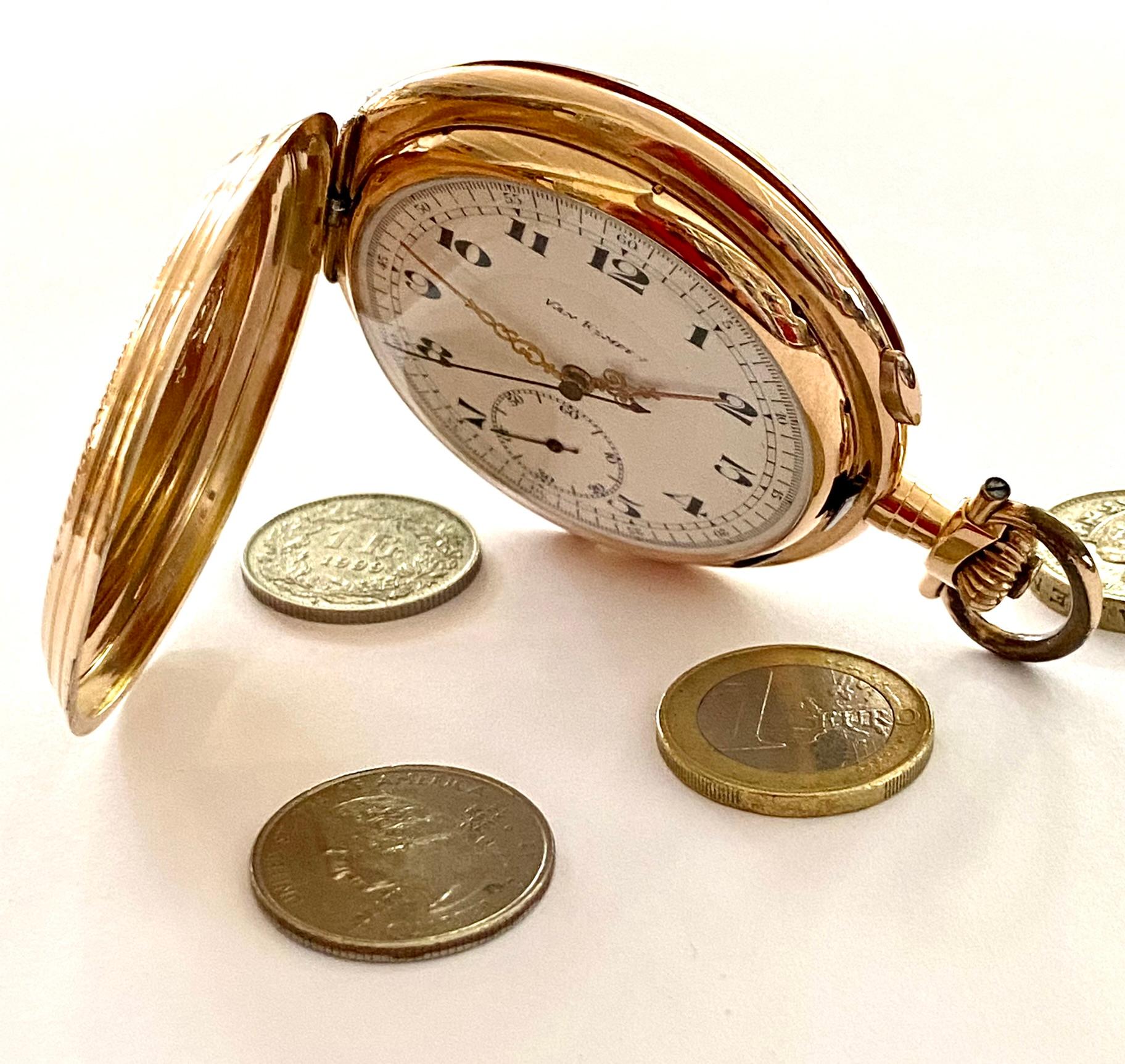 14k. Roségold Taschenuhr, Minutenrepetition, auffälliger Mechanismus, Chronograph 8