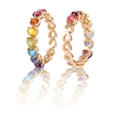 14K Rose Gold Rainbow Half-Eternity Ring, Size 4
