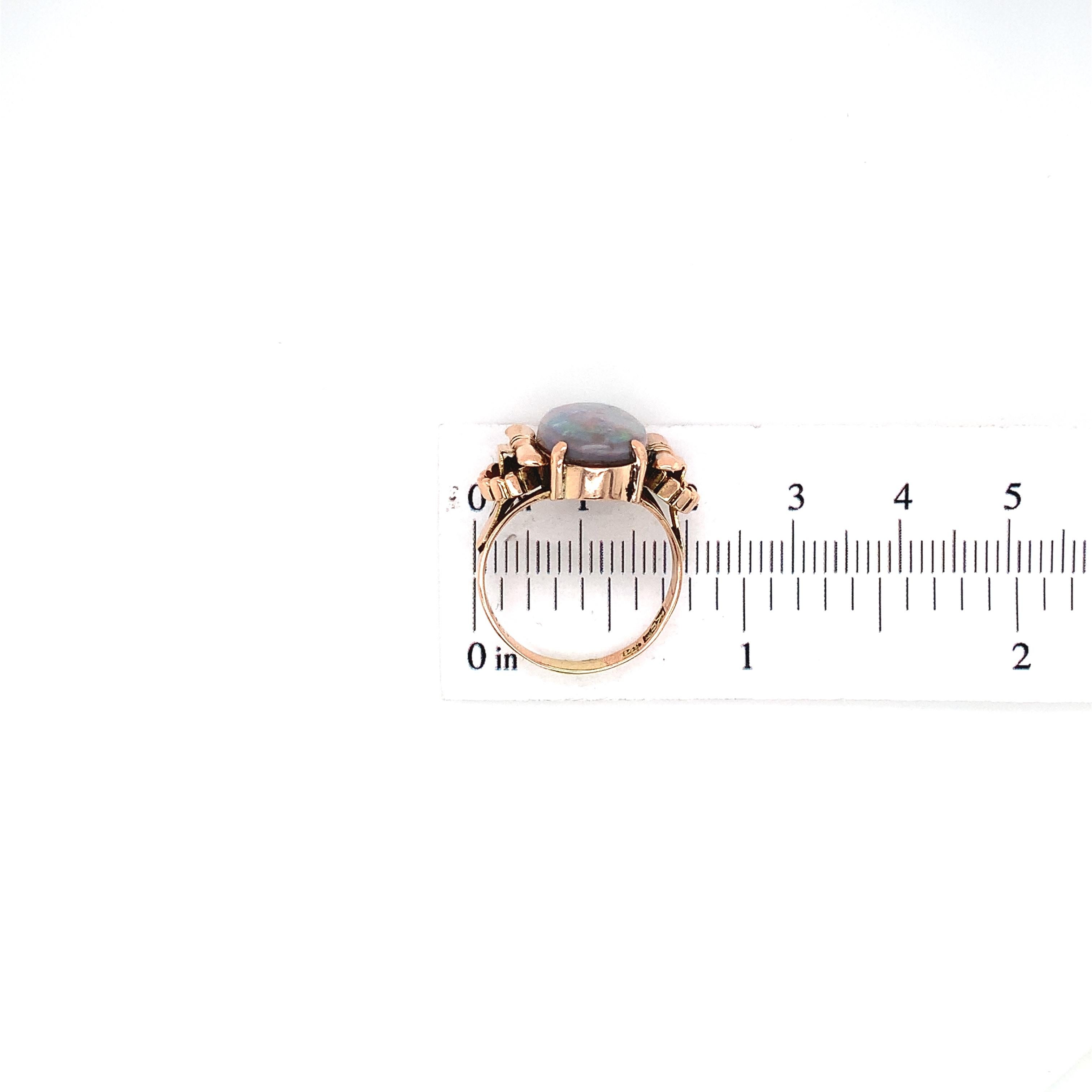 14K Rose Gold Retro Black Opal Ring Size 7 7