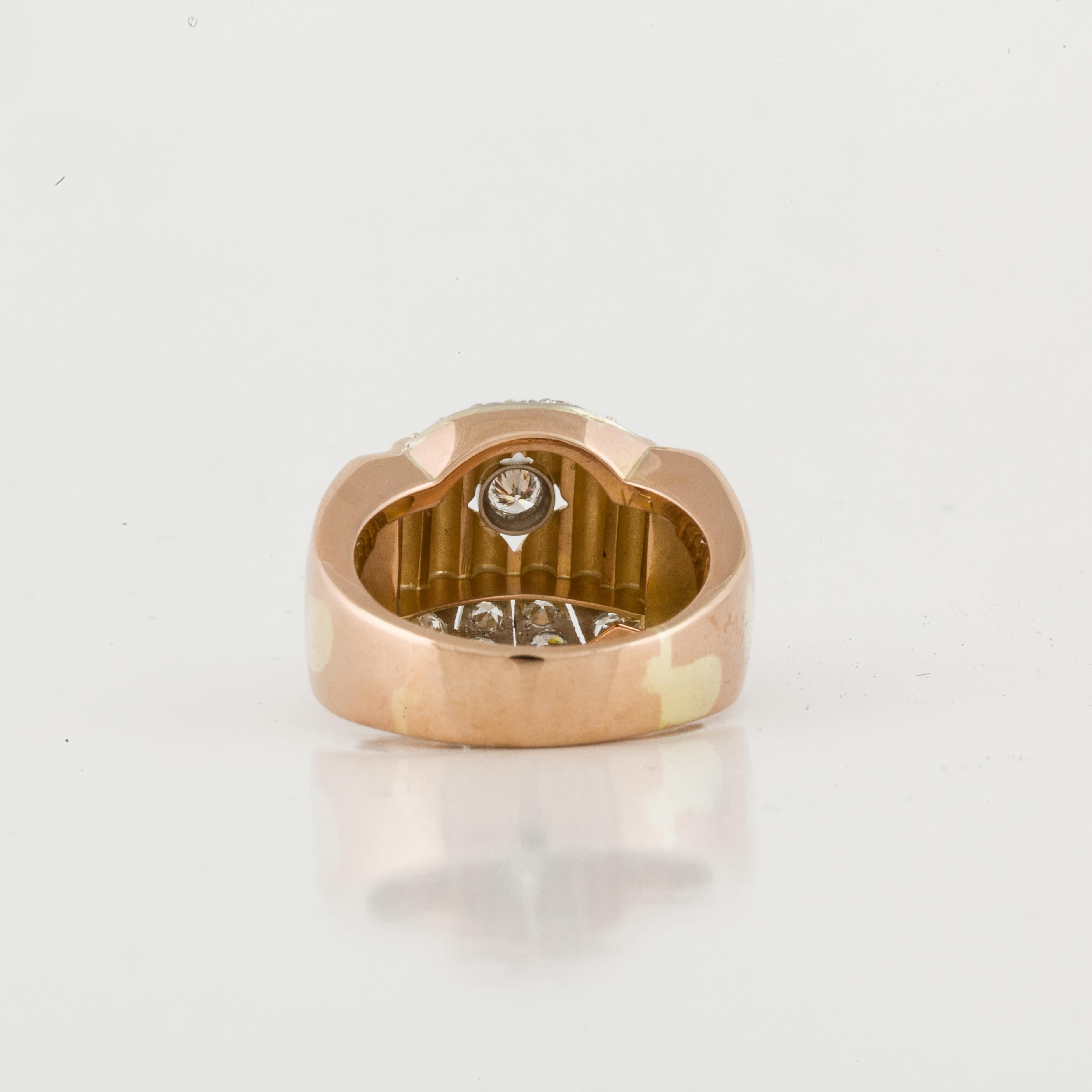 Retro 14K Rose Gold and Diamond Ring In Good Condition In Houston, TX