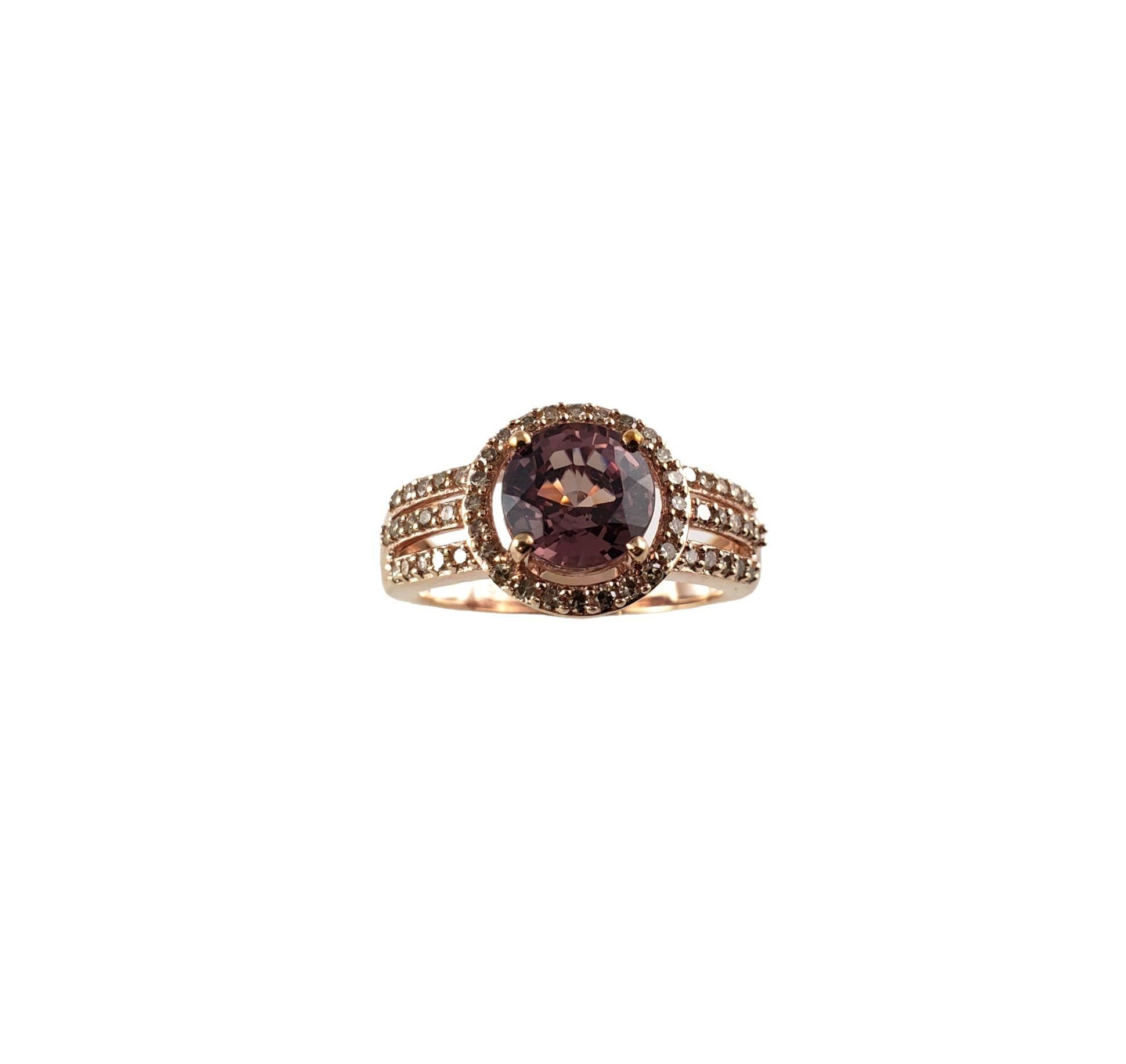 14k Rose Gold Rhodolite Garnet and Champagne Diamond Ring Size 8 #13889 For Sale 1