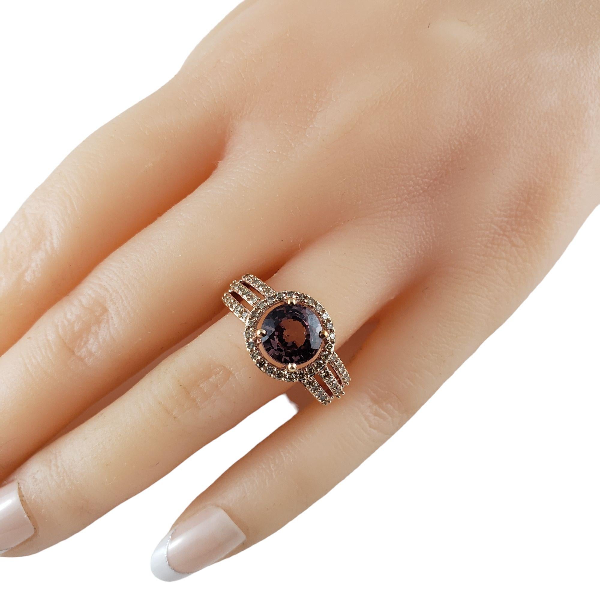 14k Rose Gold Rhodolite Garnet and Champagne Diamond Ring Size 8 #13889 For Sale 3