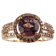 Vintage 14k Rose Gold Rhodolite Garnet and Champagne Diamond Ring Size 8 #13889