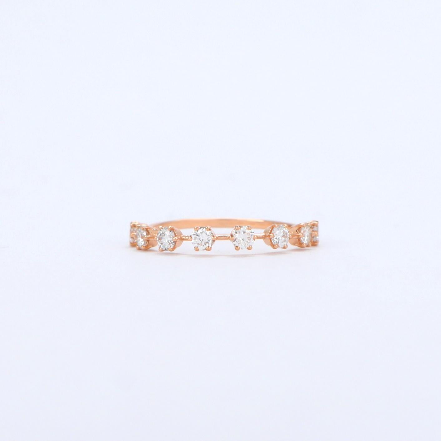 Rose Cut 14k Rose Gold Ring, 0.48 ct Diamond Rings, Vintage Model Rings For Sale