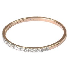 14k Rose Gold Ring Thin Diamond Half Eternity Ring Stackable Diamond Ring