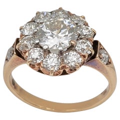 14K Rose Gold Ring with 1.20 Ct. Round Old Miners Center Diamond. (Size 5.0)